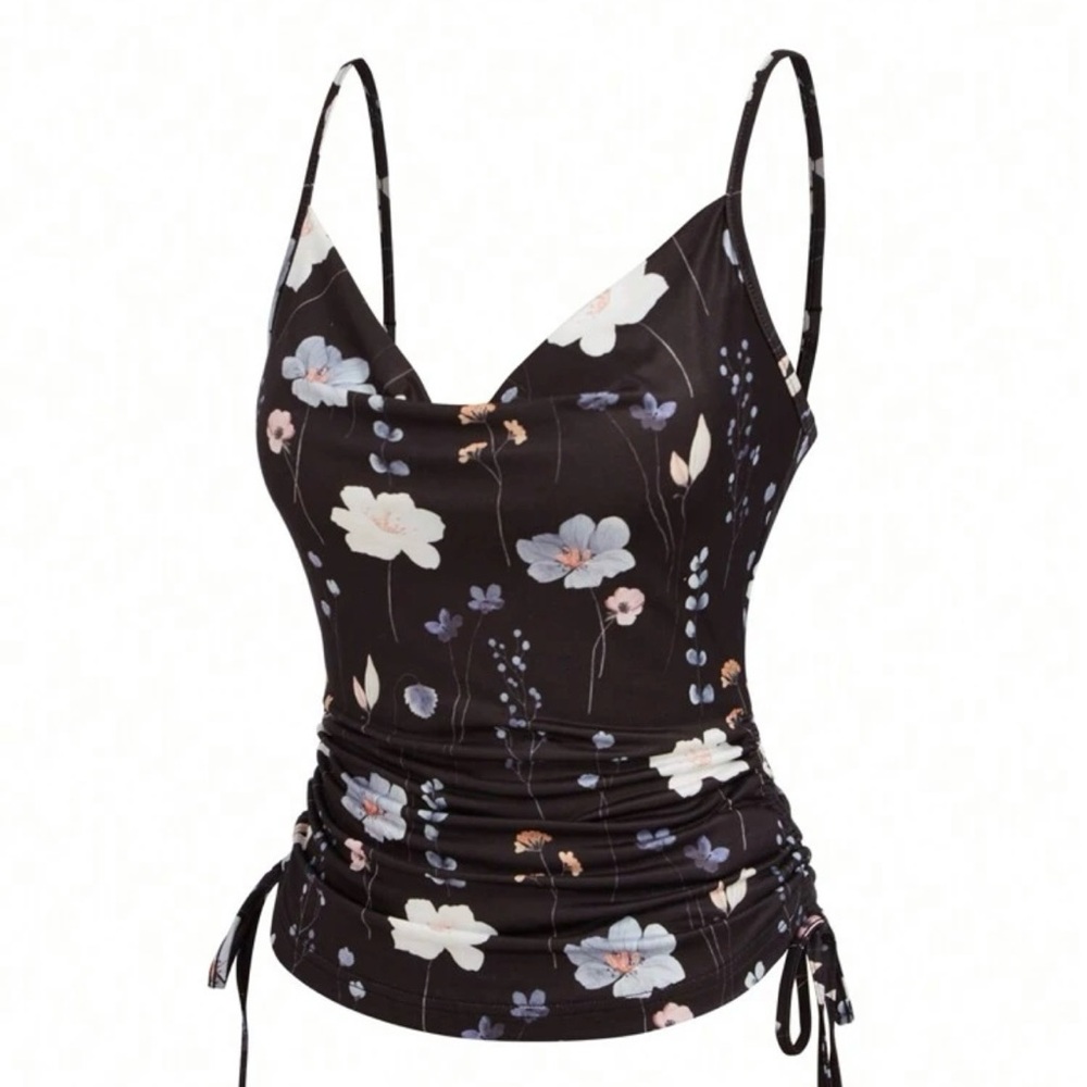 Black Ruched Spaghetti strap camisole